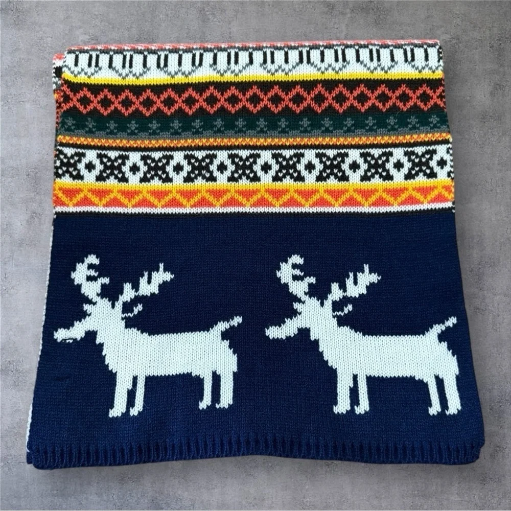 Lovarzi Winter Reindeer Fair Isle Knitted Scarf - NWT
